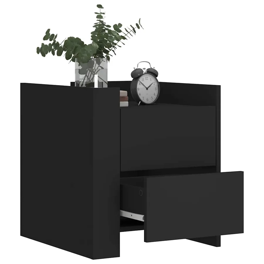 Table de chevet noir 45x50x50 cm bois d’ingénierie - 3
