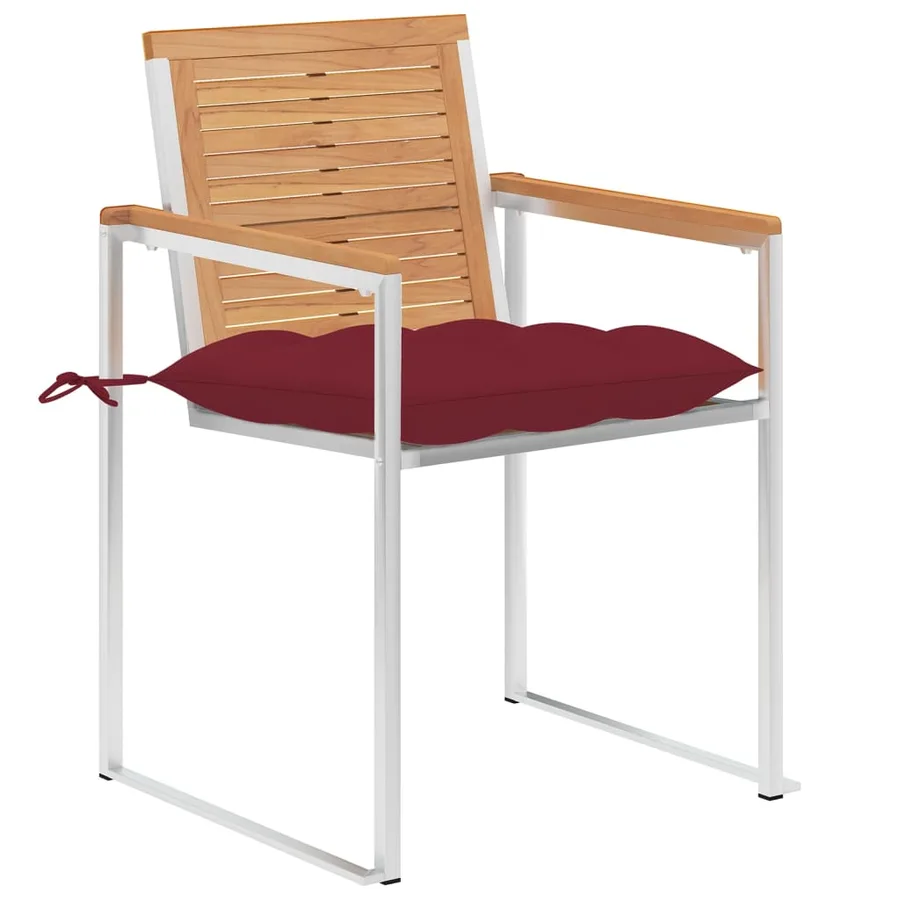 Chaises de jardin lot de 4 avec coussins Bois de teck massif - 2