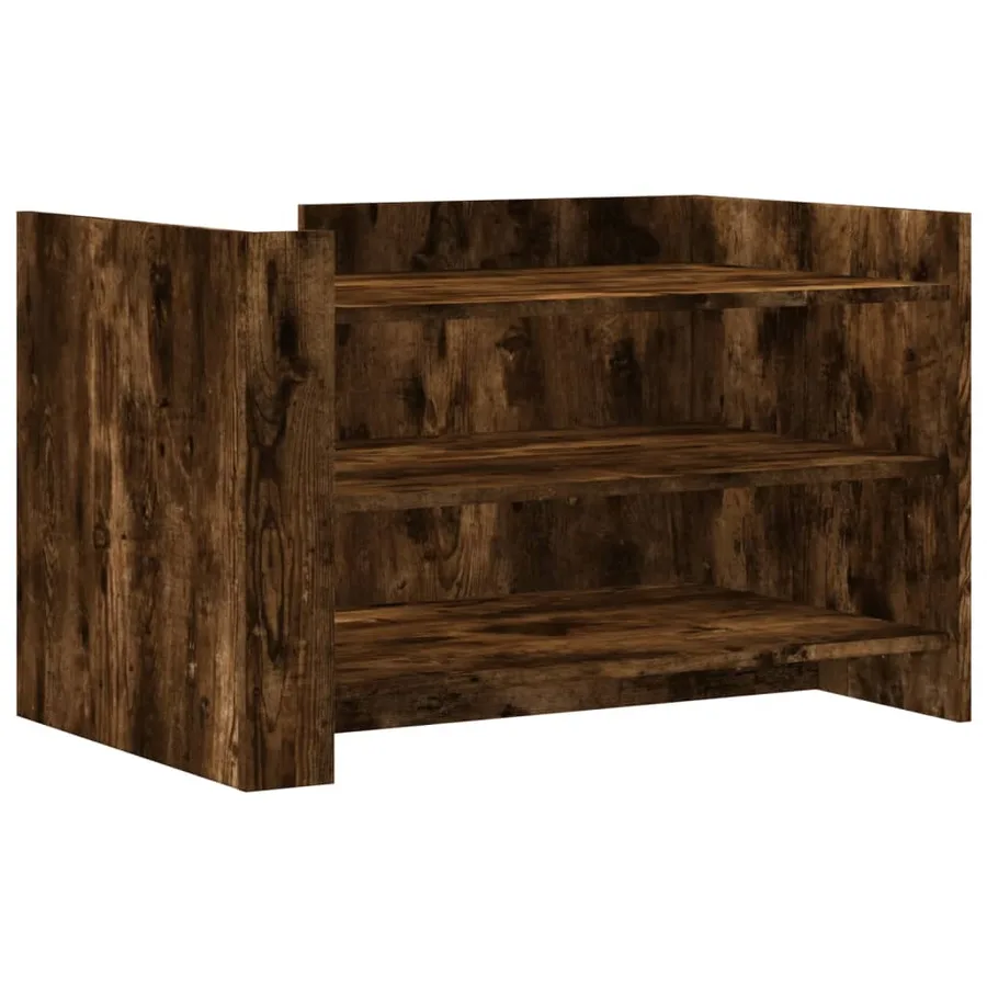 Table basse chêne fumé 80x50x50 cm bois d'ingénierie - 2