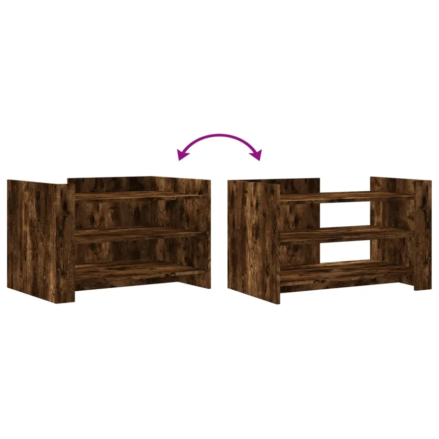 Table basse chêne fumé 80x50x50 cm bois d'ingénierie - 7