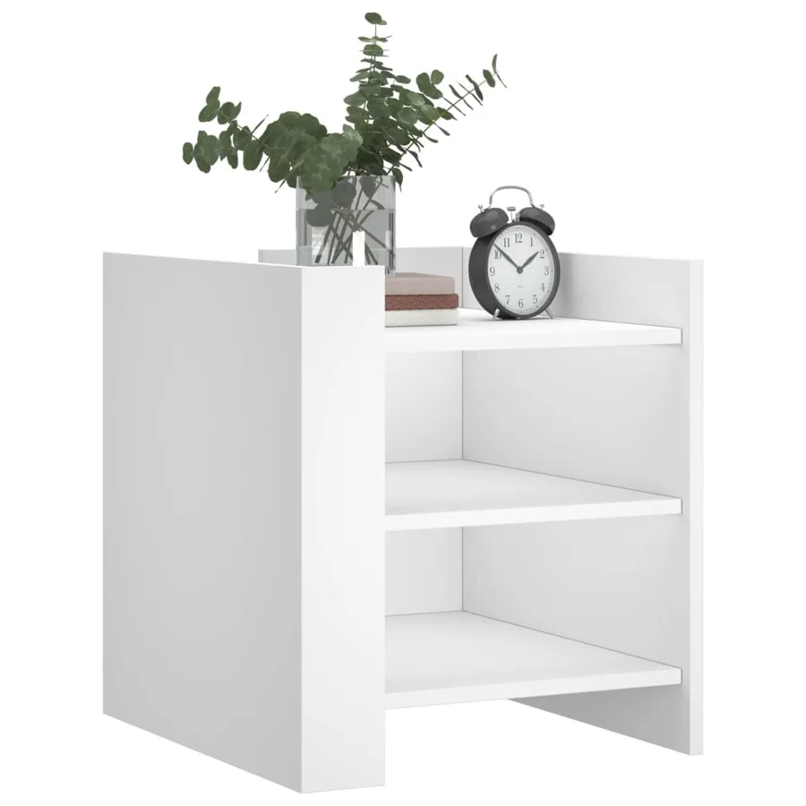 Table de chevet blanc 45x50x50 cm bois d’ingénierie - 3