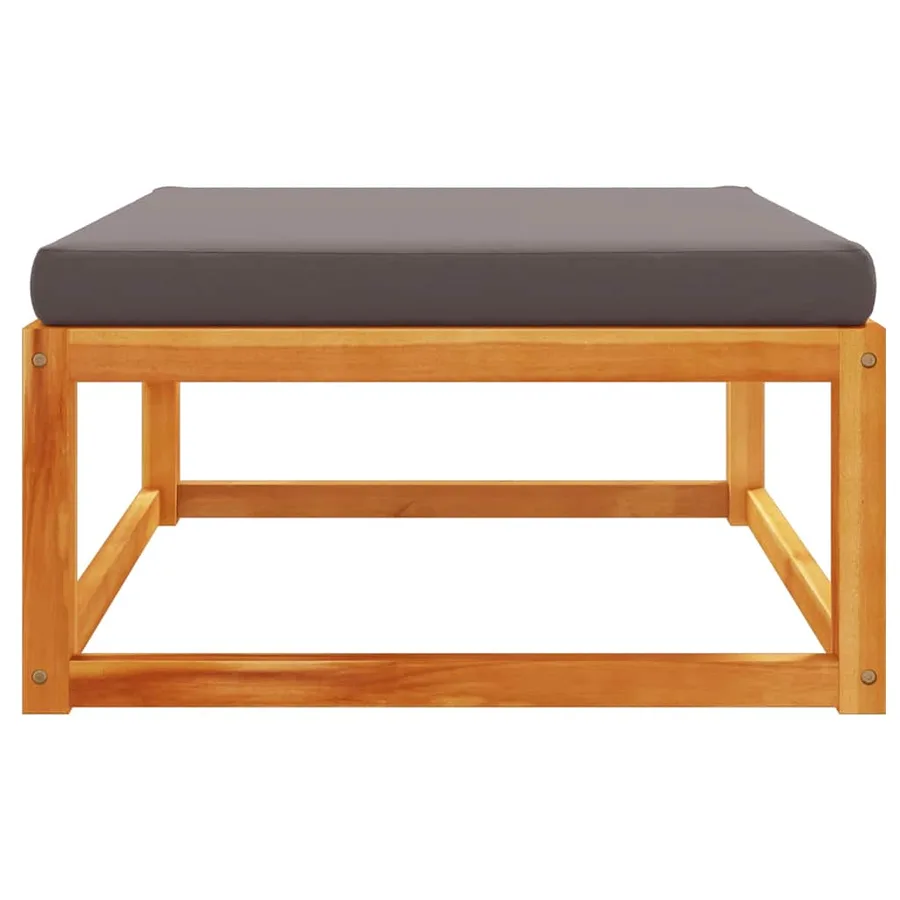 Repose-pied de jardin avec coussins bois massif d'acacia - 4