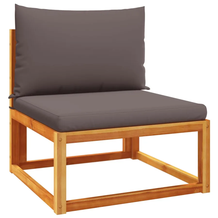 Canapé de jardin sans accoudoirs avec coussins en bois d'acacia et rotin - 2