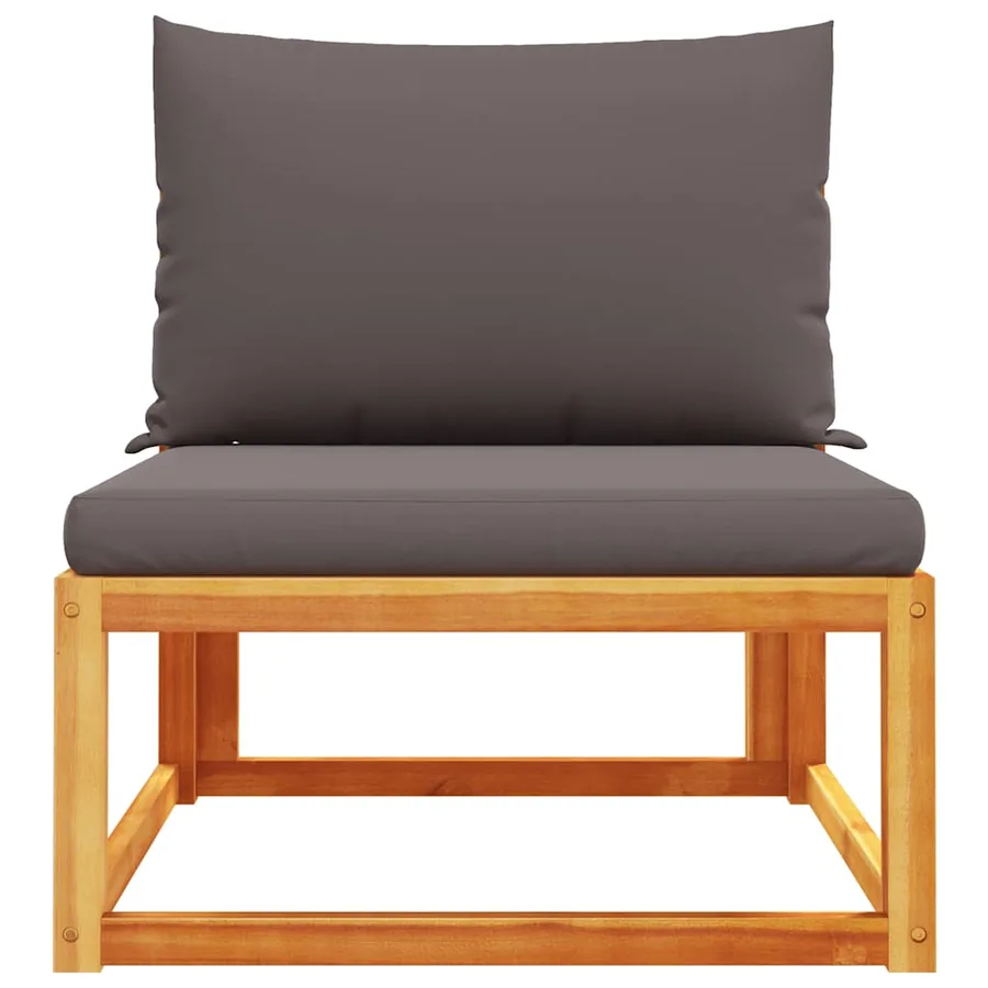 Canapé de jardin sans accoudoirs avec coussins en bois d'acacia et rotin - 4
