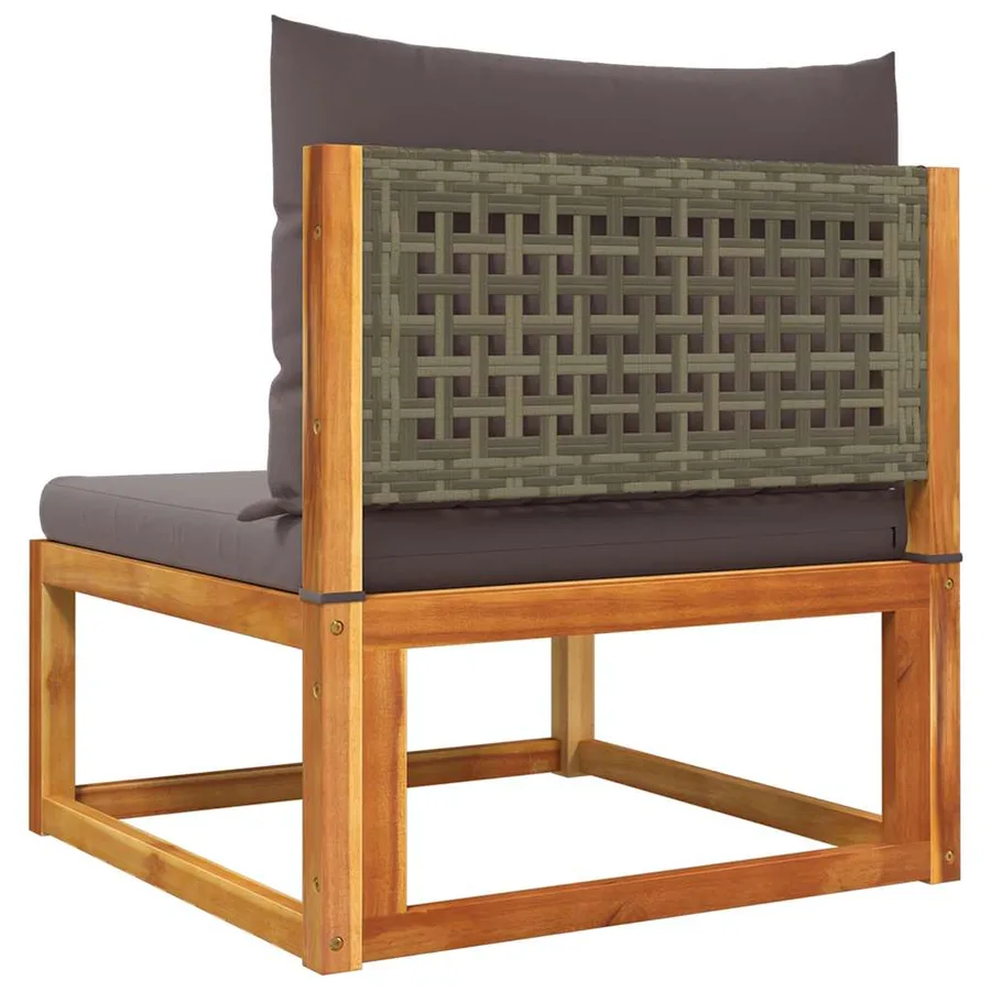 Canapé de jardin sans accoudoirs avec coussins en bois d'acacia et rotin - 6