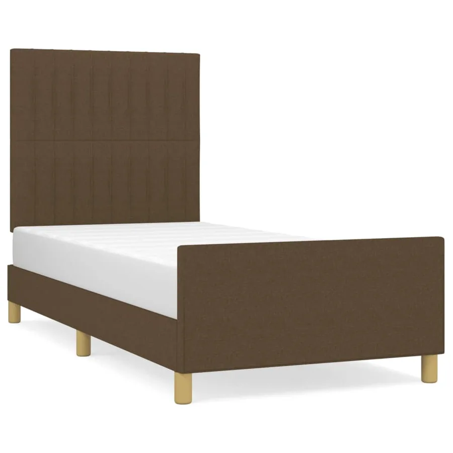 Cadre de lit sans matelas marron foncé 90x200 cm tissu - 2