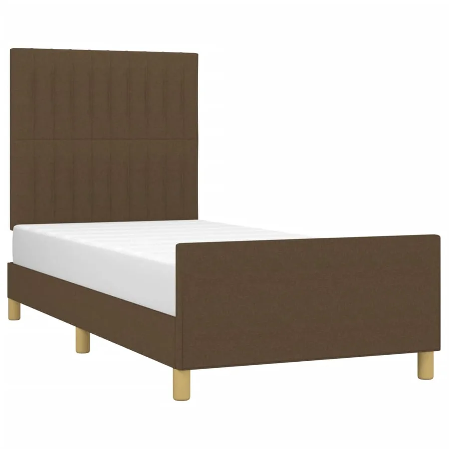Cadre de lit sans matelas marron foncé 90x200 cm tissu - 3