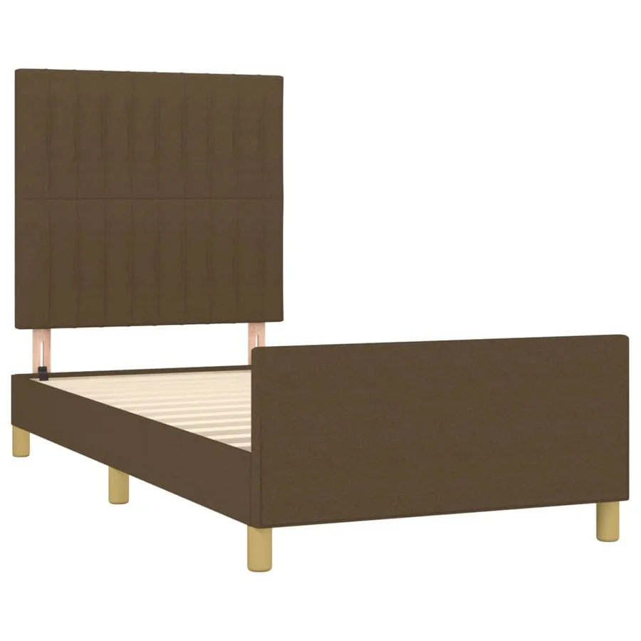 Cadre de lit sans matelas marron foncé 90x200 cm tissu - 4