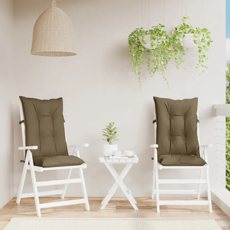 Coussins de chaise à dossier haut lot de 2 taupe mélangé tissu - 3