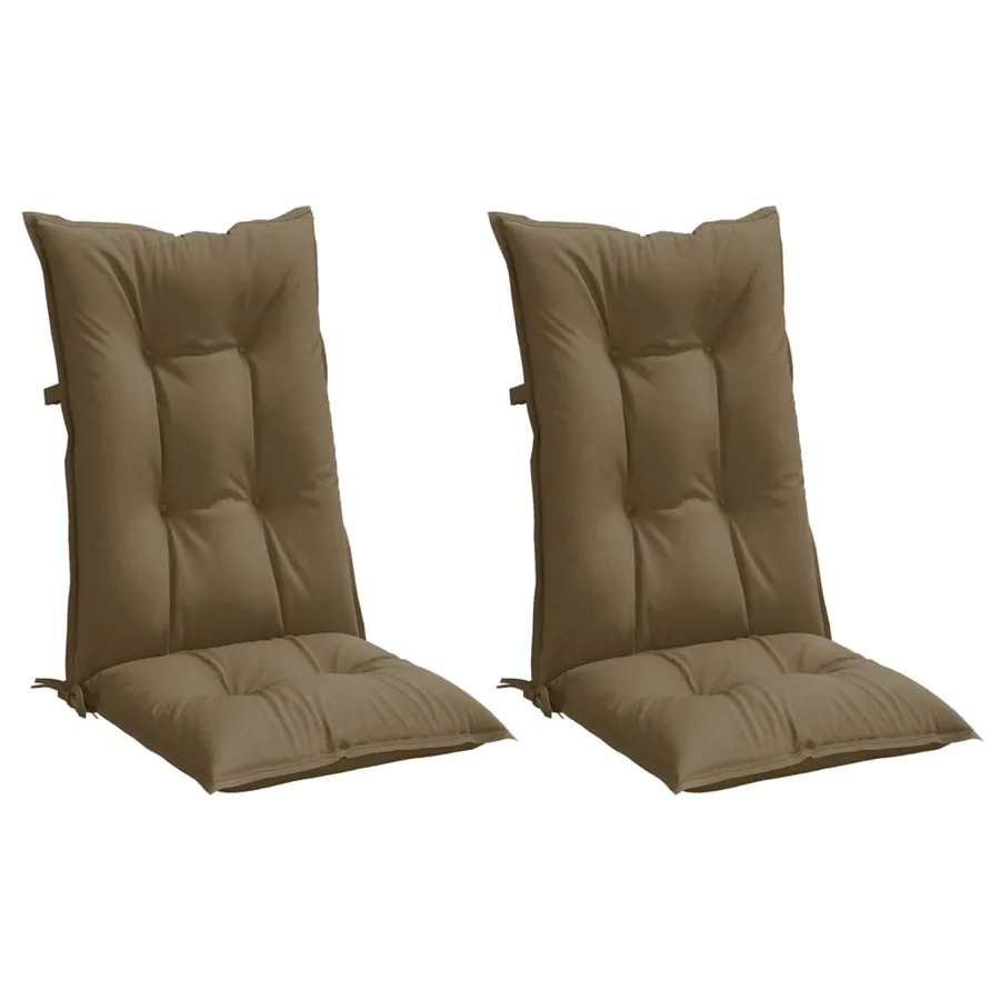 Coussins de chaise à dossier haut lot de 2 taupe mélangé tissu - 4