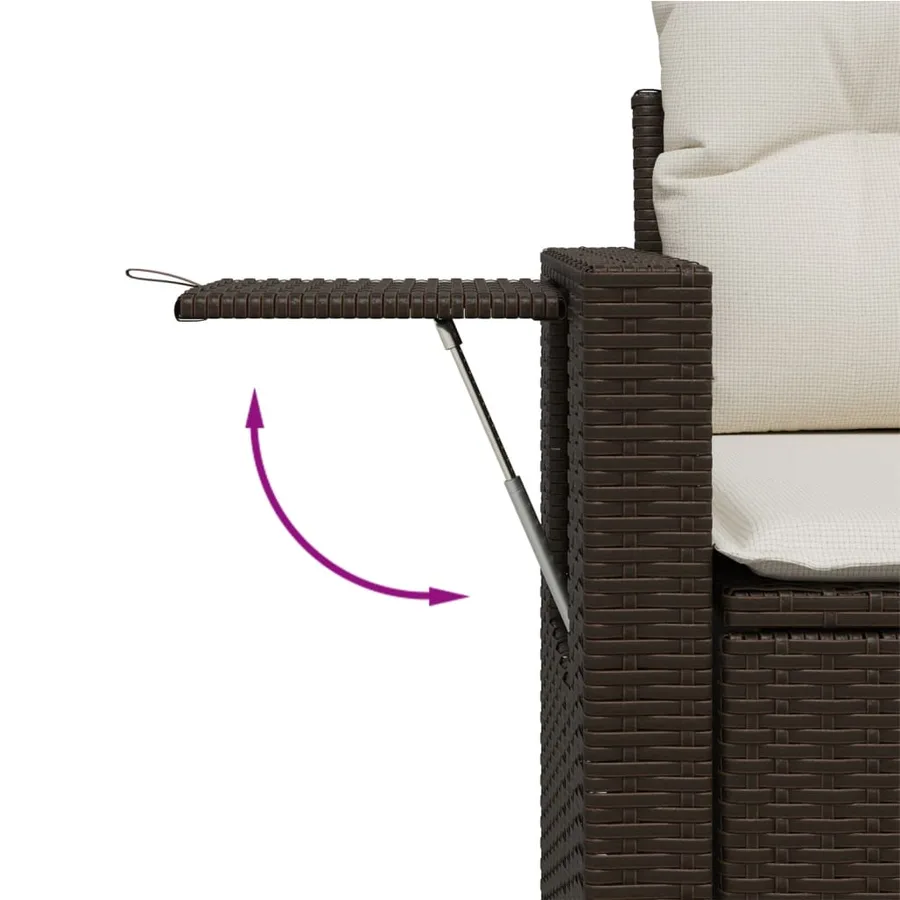 Salon de jardin avec coussins 6 pcs marron résine tressée - 8