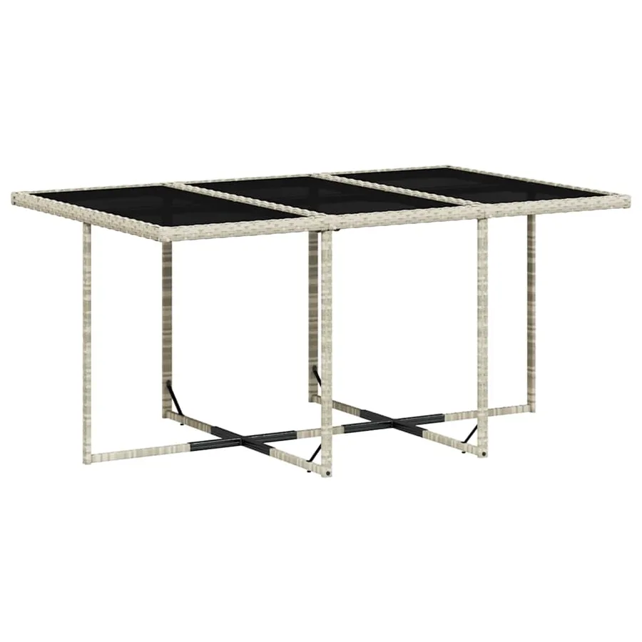 Ensemble à manger de jardin 11pcs avec coussins gris poly rotin - 5