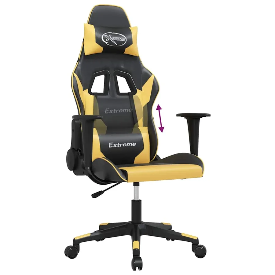 Chaise de jeu Noir et doré Similicuir - 7