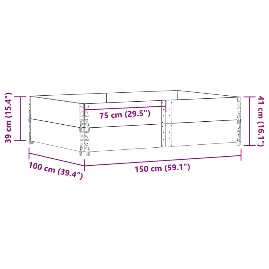 Jardinière marron 150x100 cm bois massif de pin - 7