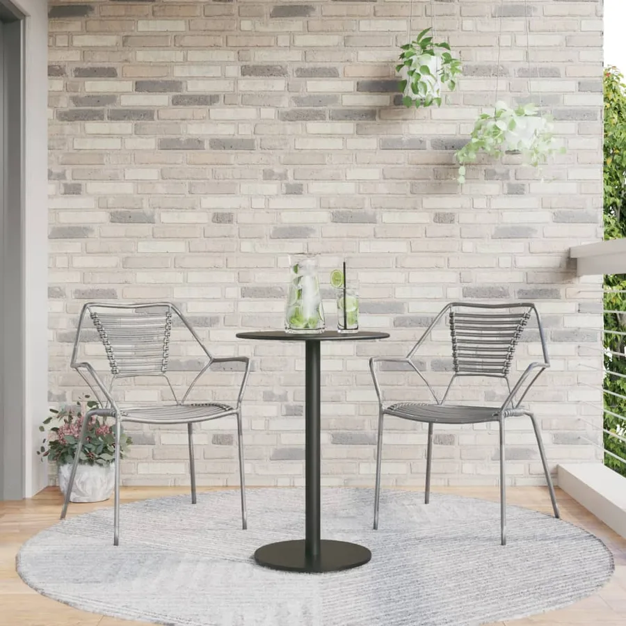 Table de jardin ronde noir Ø50x72 cm acier - 3