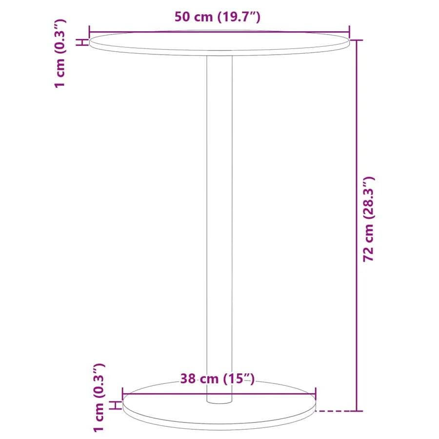 Table de jardin ronde noir Ø50x72 cm acier - 7