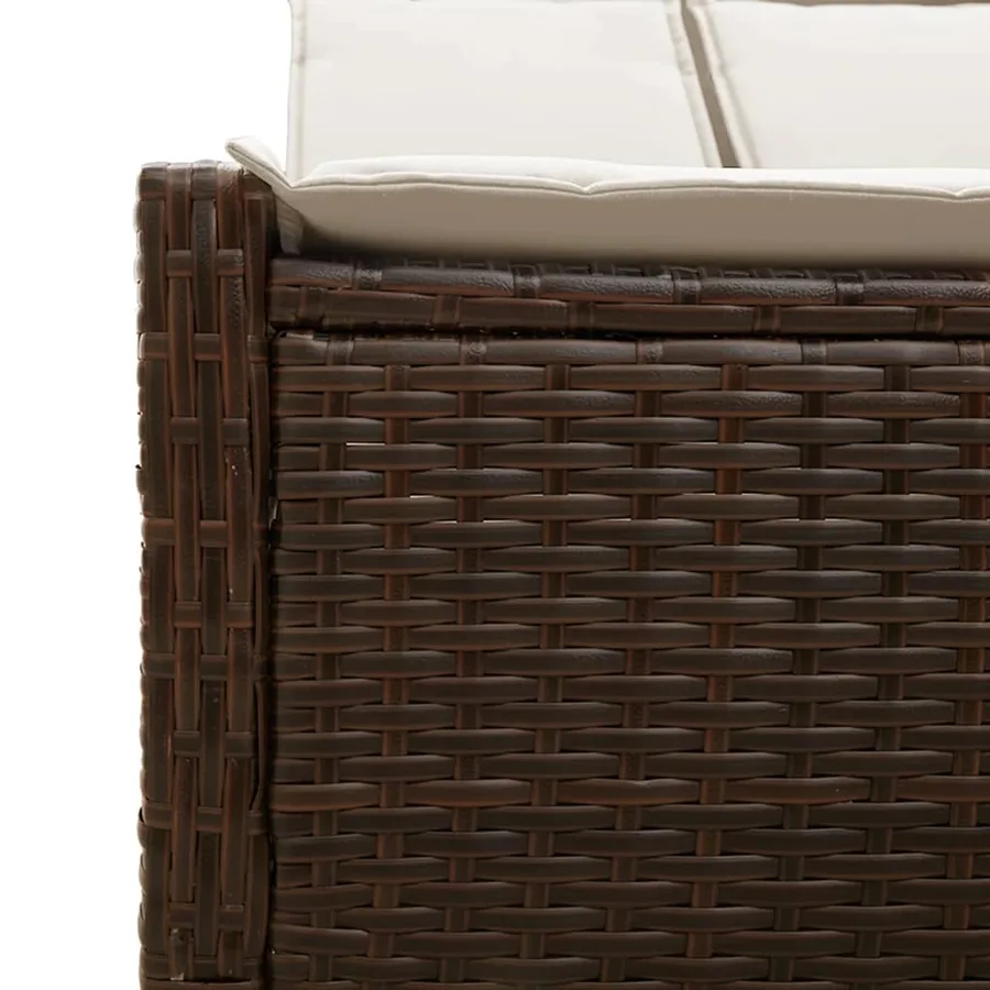 Chaise longue double avec coussins marron résine tressée - 7