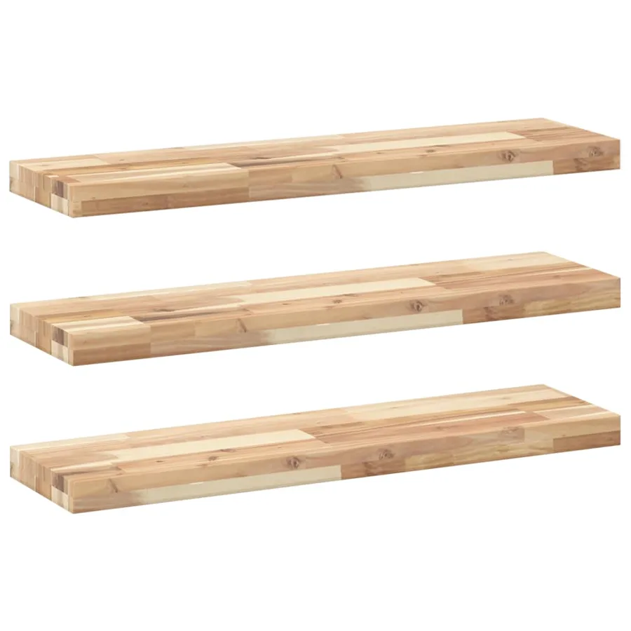 Étagères flottantes 3 pcs 100x20x4 cm acacia massif non traité - 2