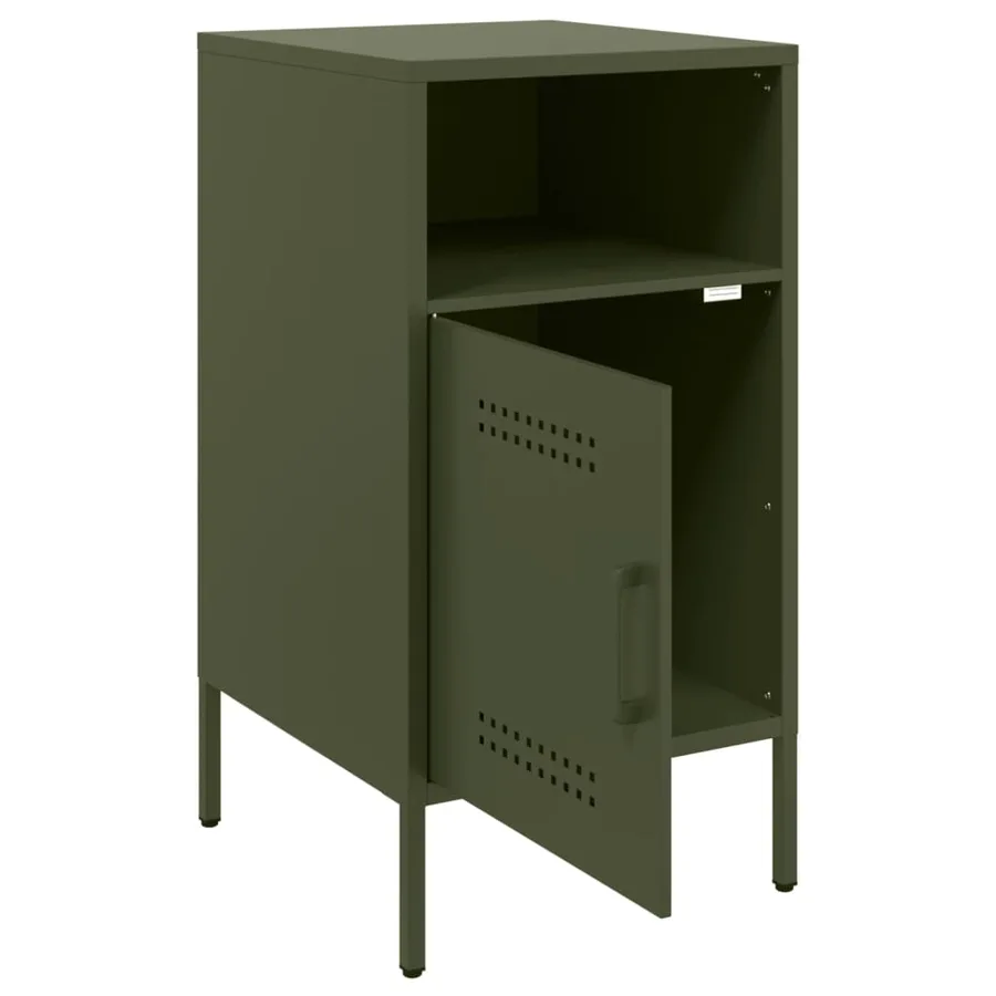 Table de chevet vert olive 36x39x68 cm acier - 11