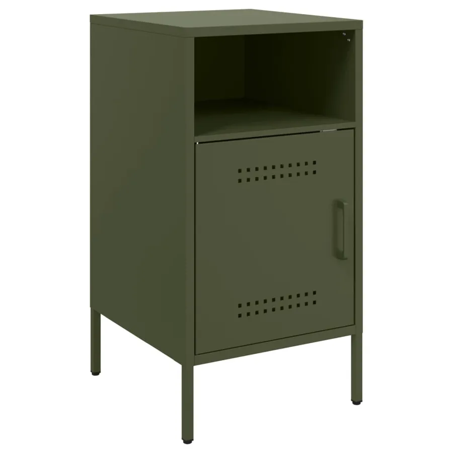 Table de chevet vert olive 36x39x68 cm acier - 2