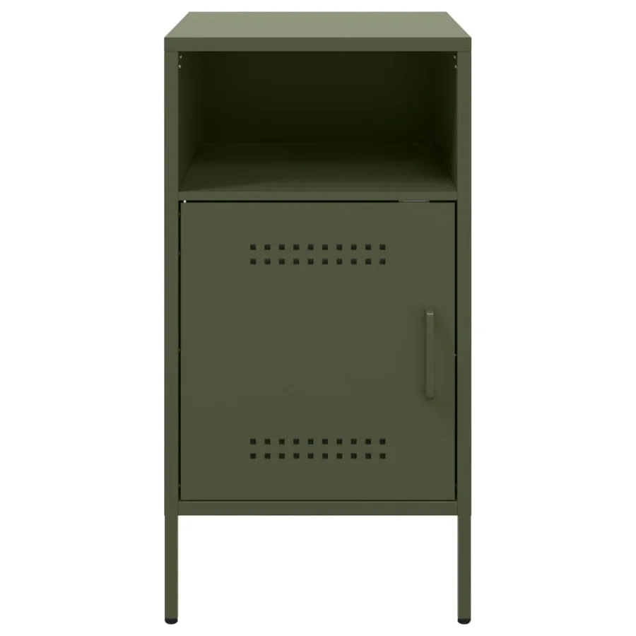 Table de chevet vert olive 36x39x68 cm acier - 6