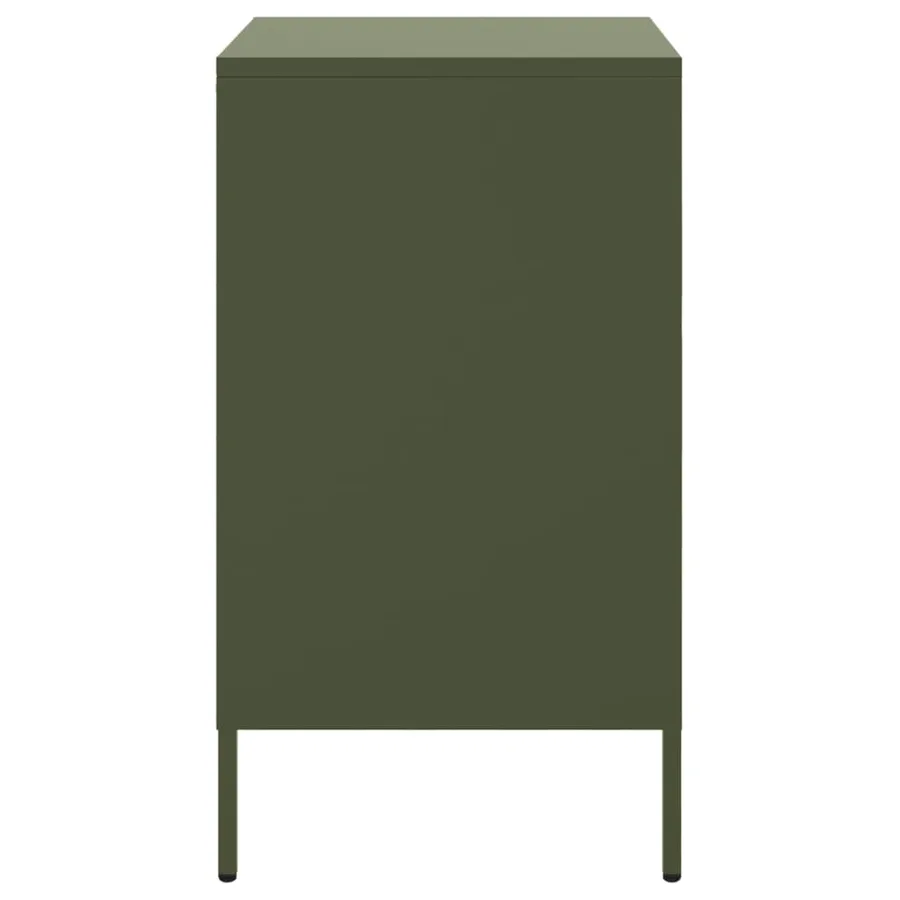 Table de chevet vert olive 36x39x68 cm acier - 7