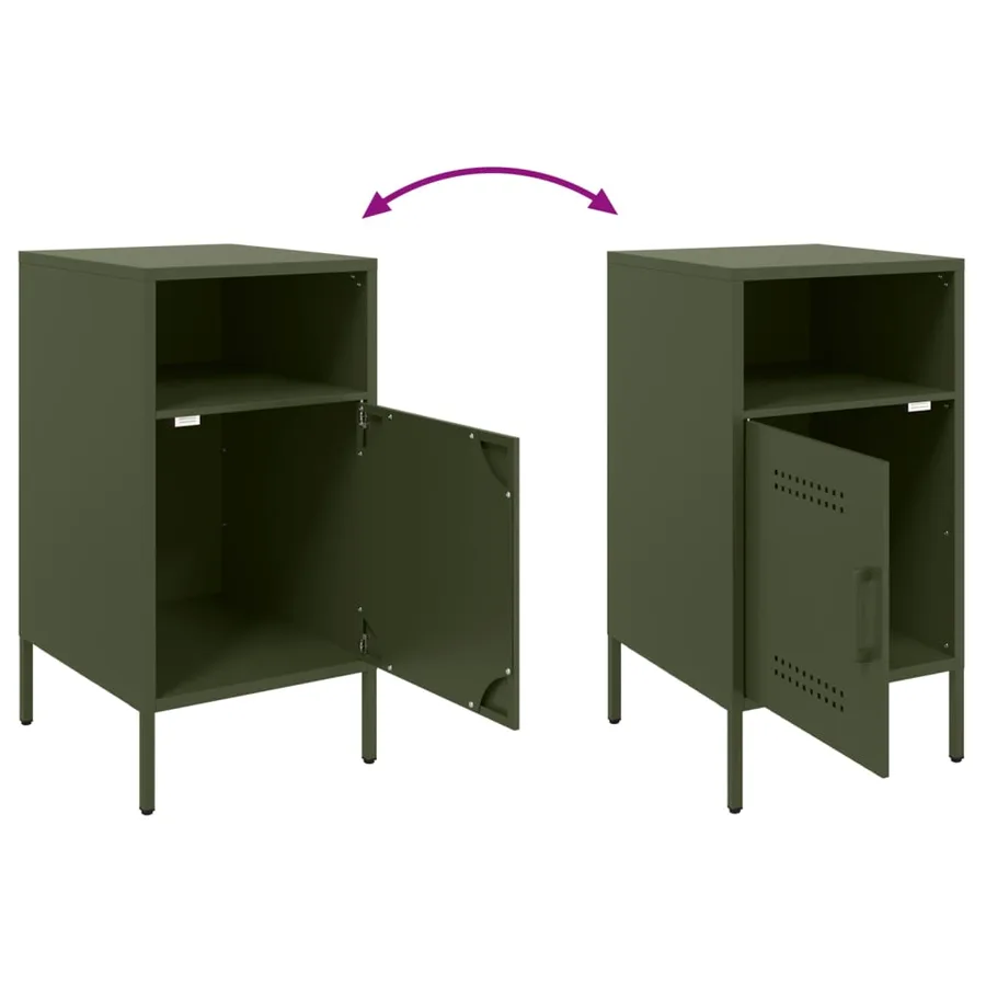 Table de chevet vert olive 36x39x68 cm acier - 9