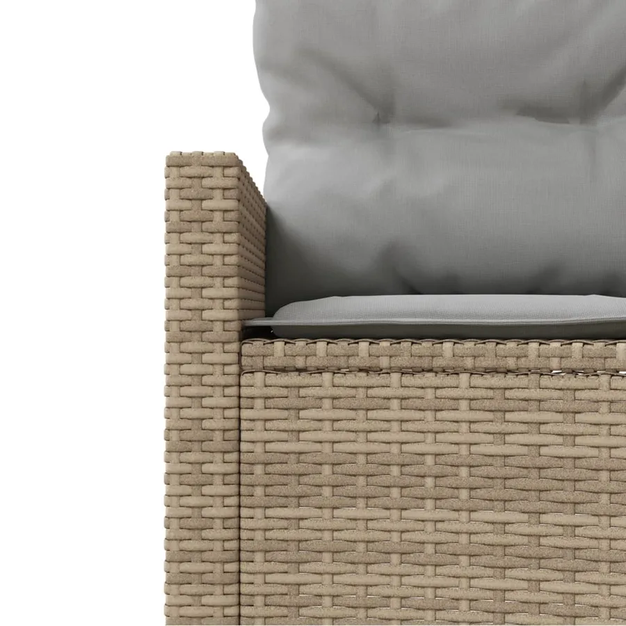 Canapé de jardin table coussins demi-rond beige résine tressée - 7