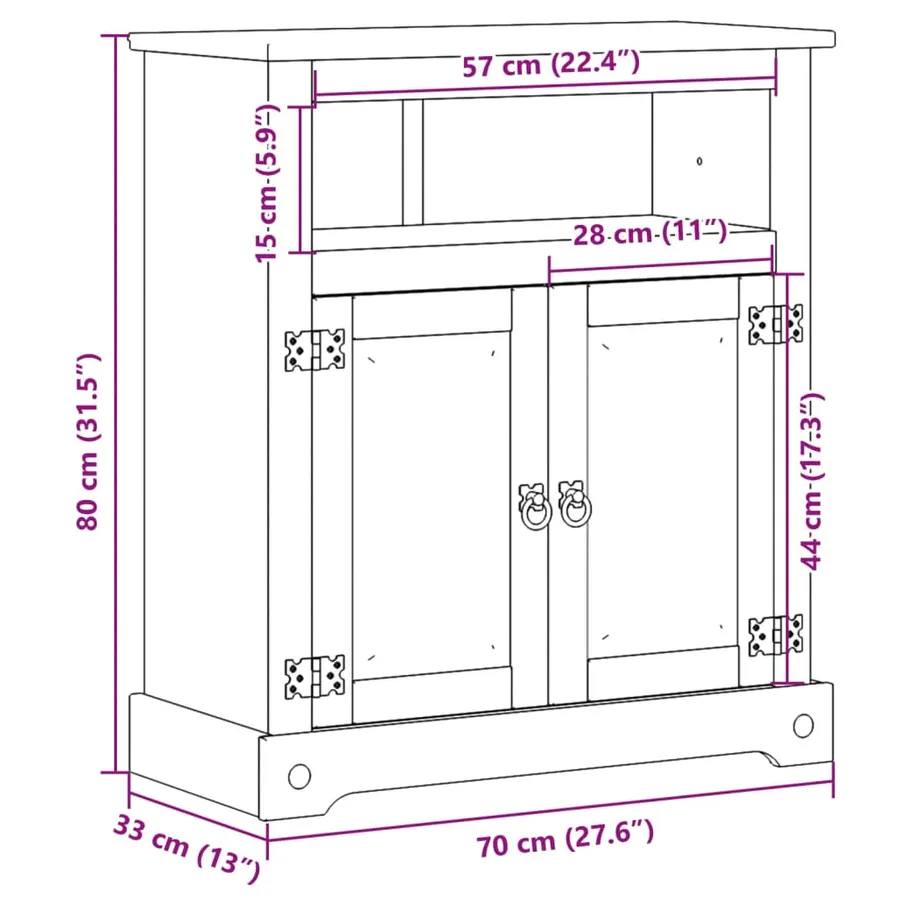 Armoire de salle de bain Corona 70x33x80 cm bois de pin massif - 10