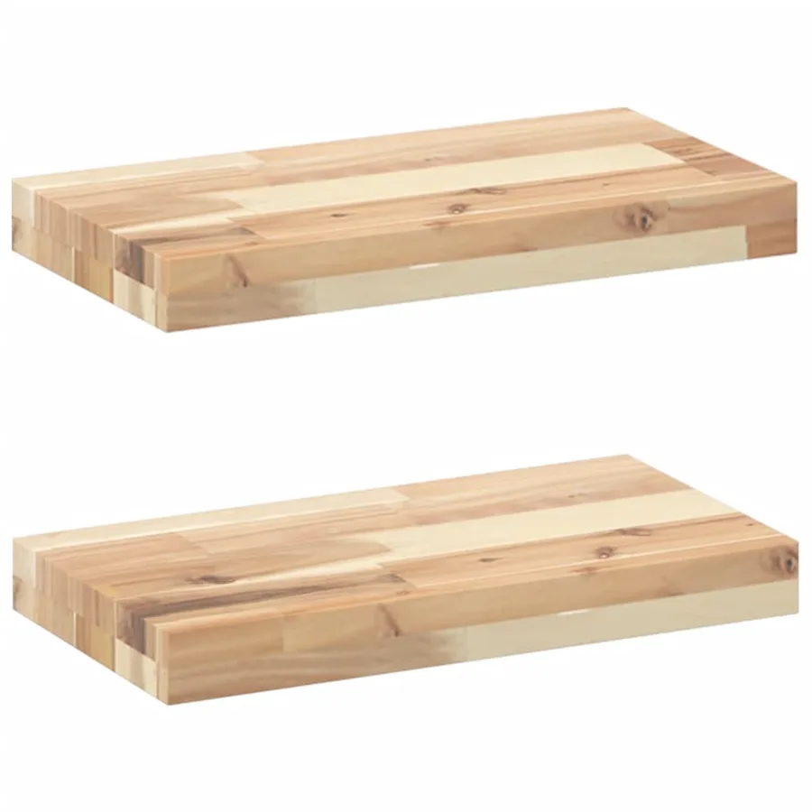 Étagères flottantes 2 pcs 60x20x4 cm acacia massif non traité - 2