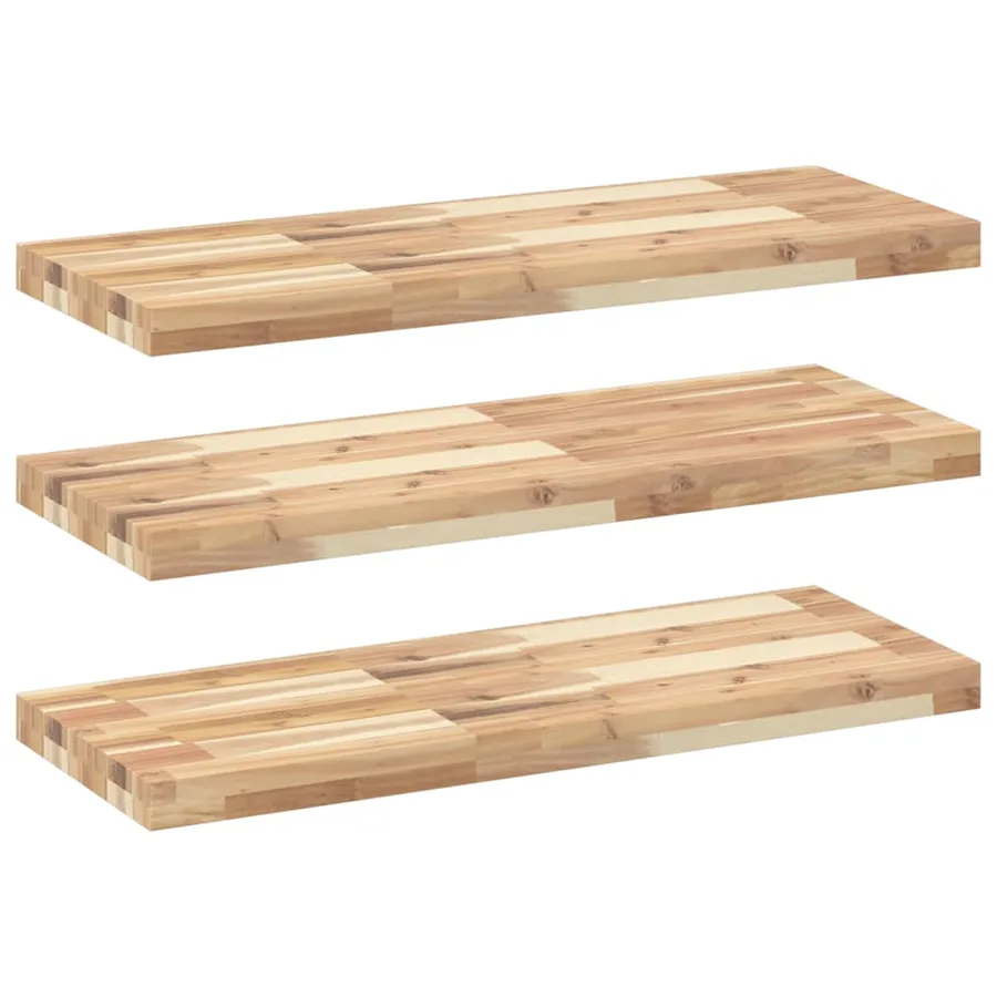 Étagères flottantes 3 pcs 100x30x4 cm acacia massif non traité - 2