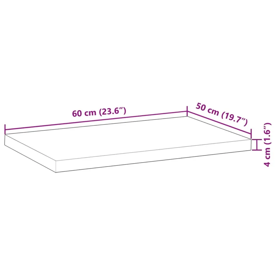 Dessus de meuble de salle de bain non traité bois d'acacia - 8