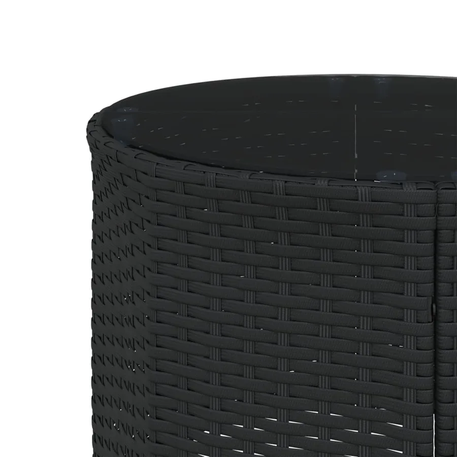 Canapé de jardin avec table coussins rond noir résine tressée - 11