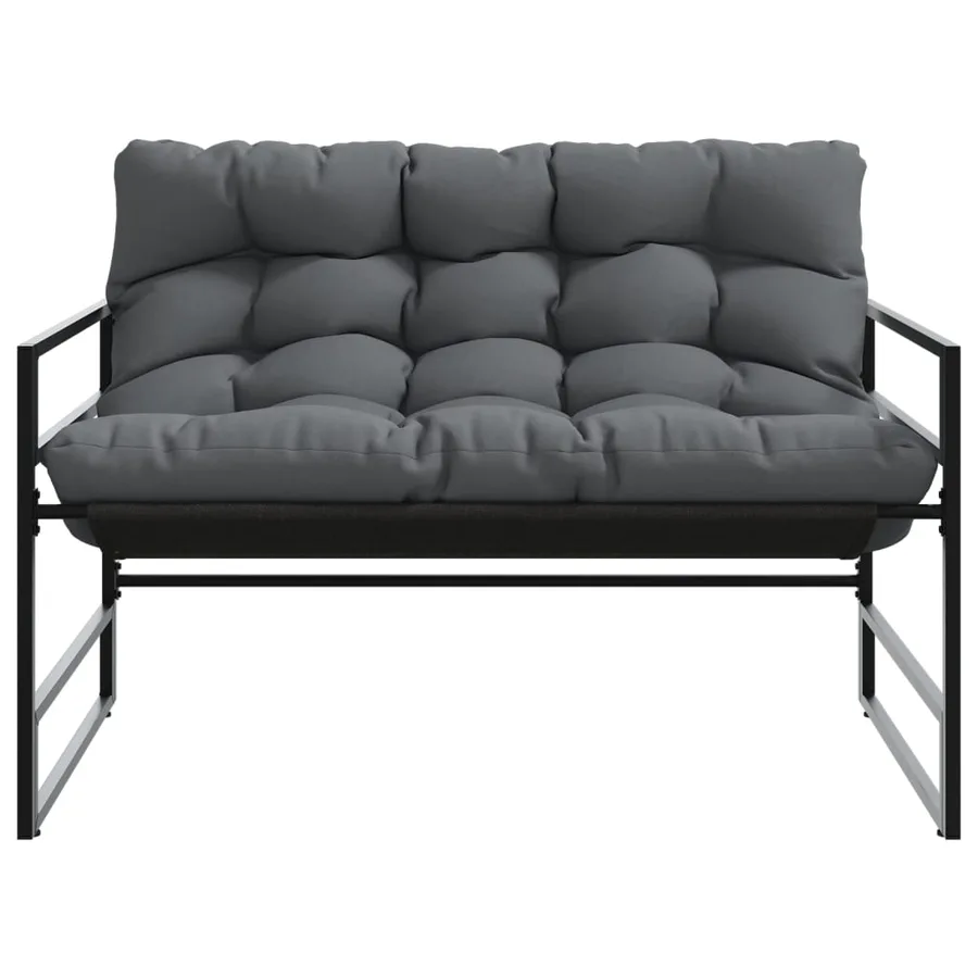 Banc de jardin avec coussin anthracite 113 cm acier - 4