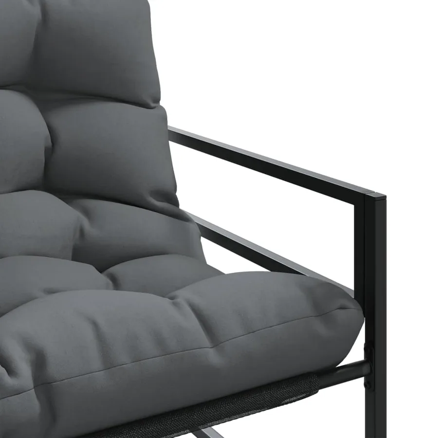 Banc de jardin avec coussin anthracite 113 cm acier - 8