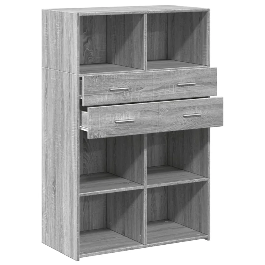 Buffet haut sonoma gris 80x42,5x124 cm bois d'ingénierie - 7
