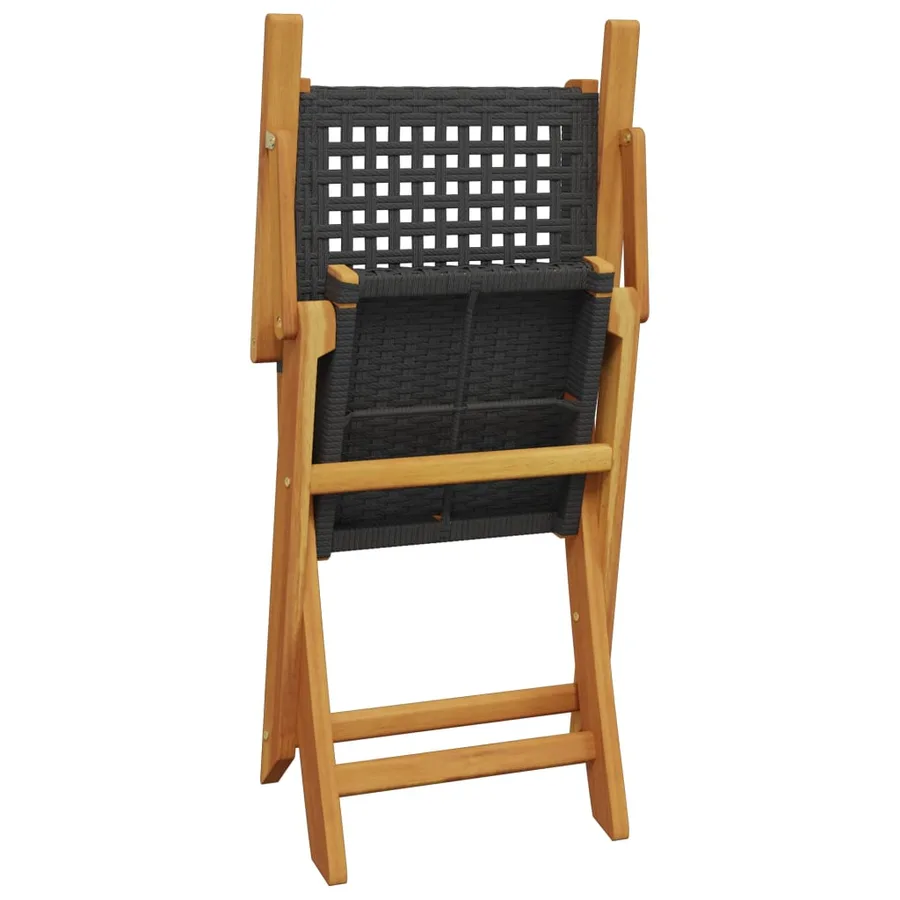 Chaises de jardin pliantes lot de 4 noir poly rotin bois massif - 7