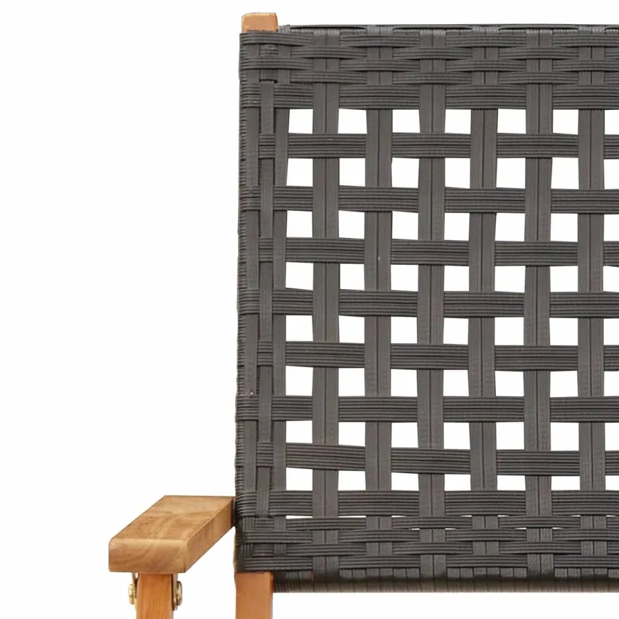 Chaises de jardin pliantes lot de 4 noir poly rotin bois massif - 9