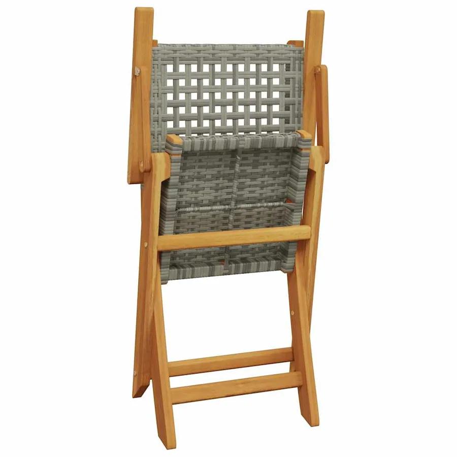 Chaises de jardin pliantes lot de 8 gris poly rotin bois massif - 7