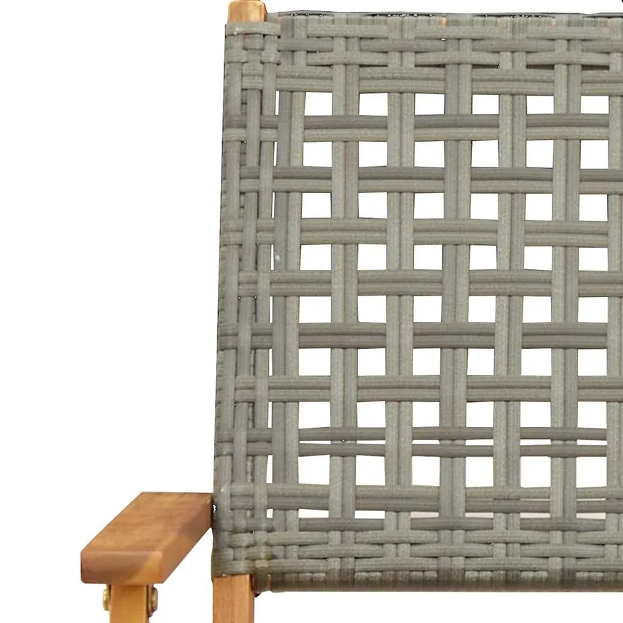 Chaises de jardin pliantes lot de 8 gris poly rotin bois massif - 9
