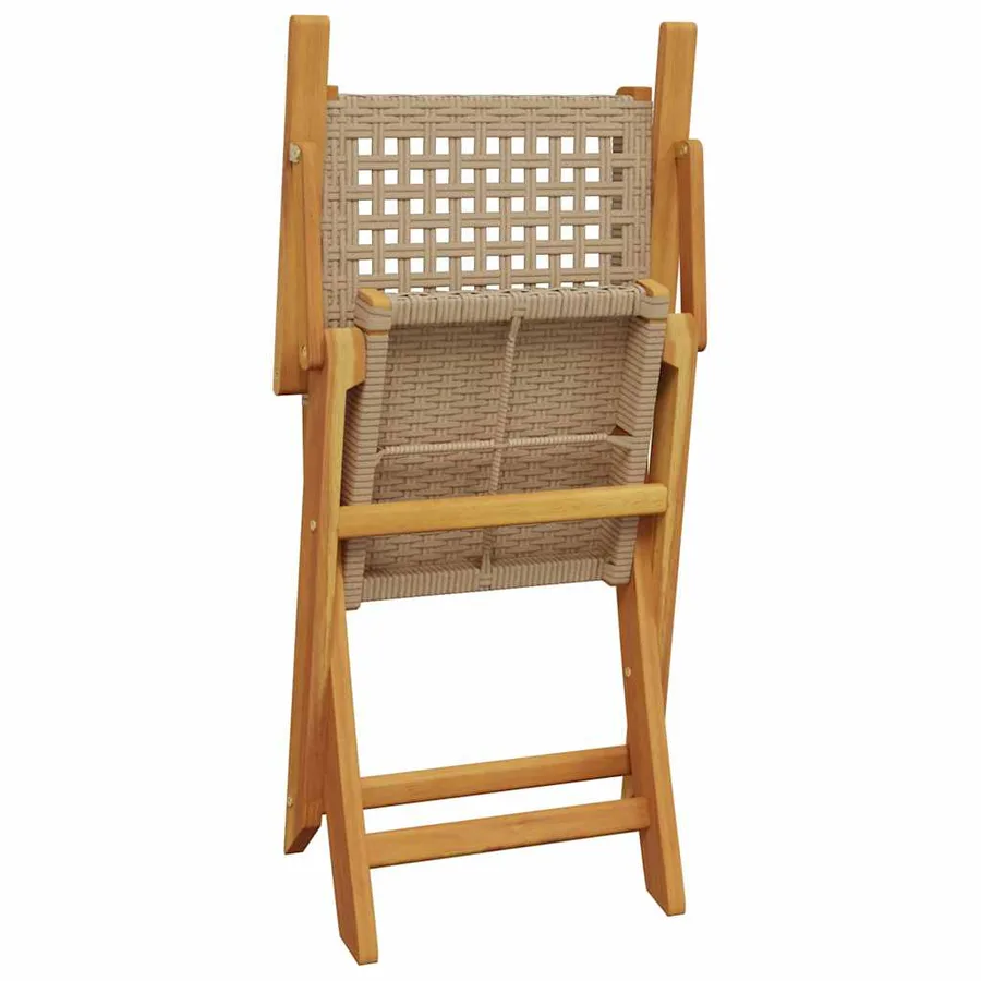 Ensemble de bistro 3 pcs beige résine tressée et bois massif - 7