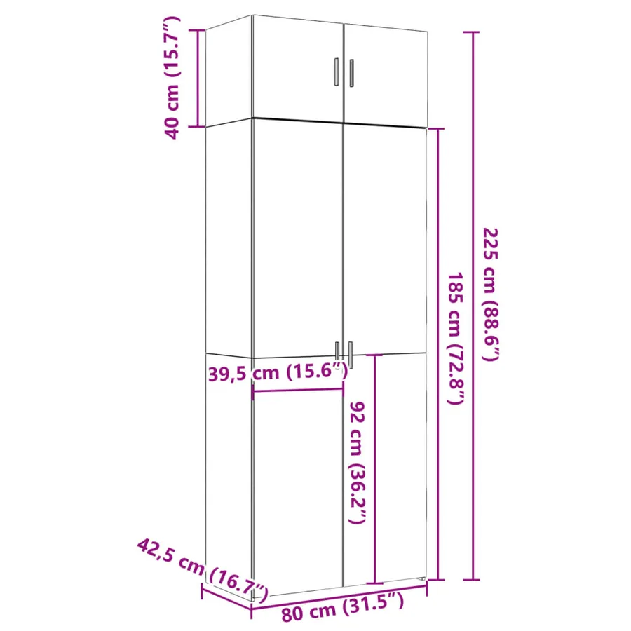 Armoire de rangement blanc 80x42,5x225 cm bois d'ingénierie - 13
