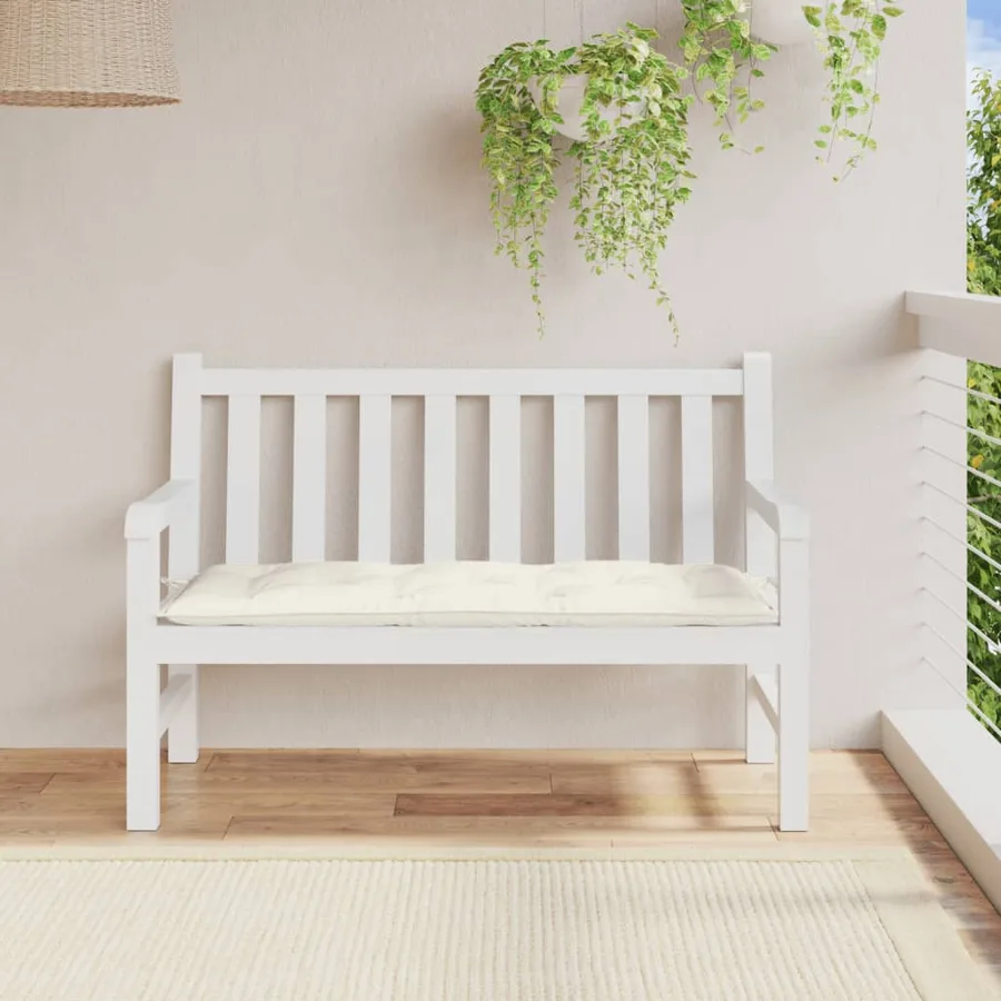 Coussin de banc de jardin crème mélangé 120x50x7 cm tissu - 3