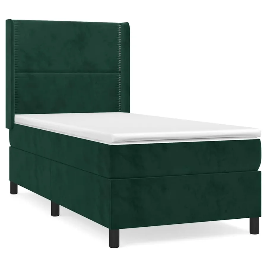 Sommier à lattes de lit avec matelas Vert foncé 90x190 cm - 2