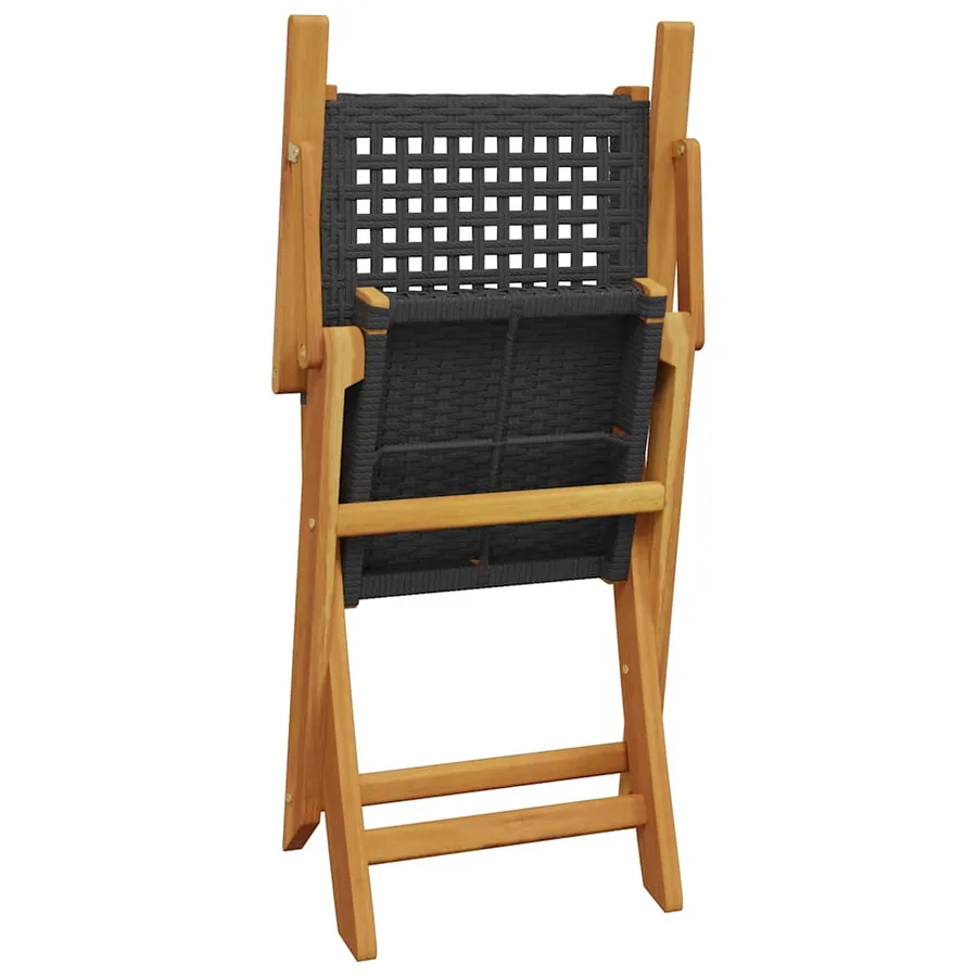 Ensemble à manger de jardin 7 pcs noir rotin et bois massif - 7