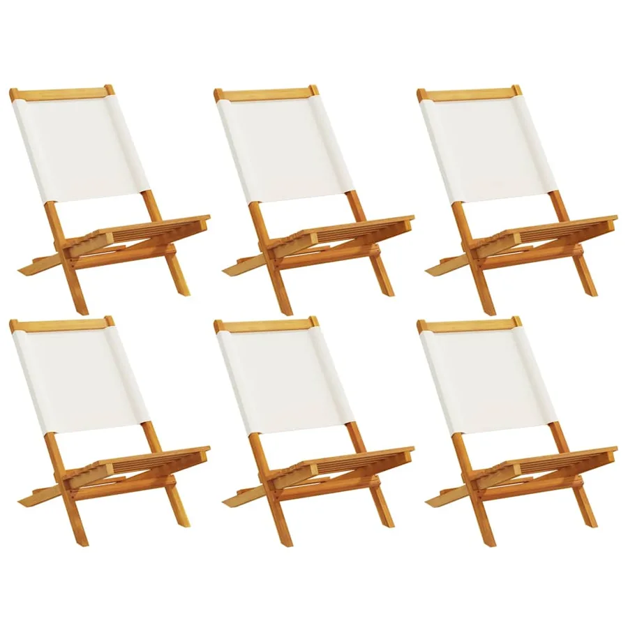 Chaises de jardin pliantes lot de 6 tissu et bois massif - 2