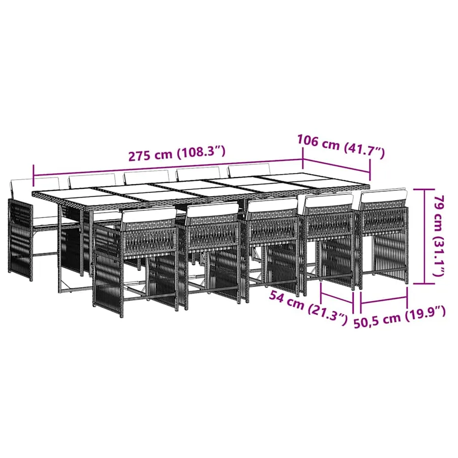 Ensemble à manger de jardin et coussins 11 pcs marron rotin - 6
