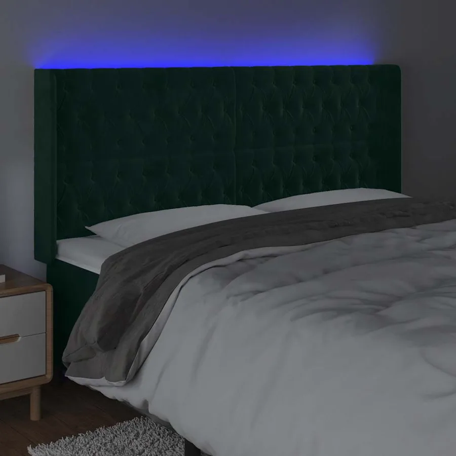 Tête de lit à LED Vert foncé 183x16x118/128 cm Velours - 4