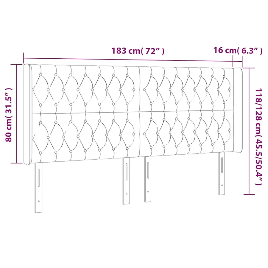 Tête de lit à LED Vert foncé 183x16x118/128 cm Velours - 7