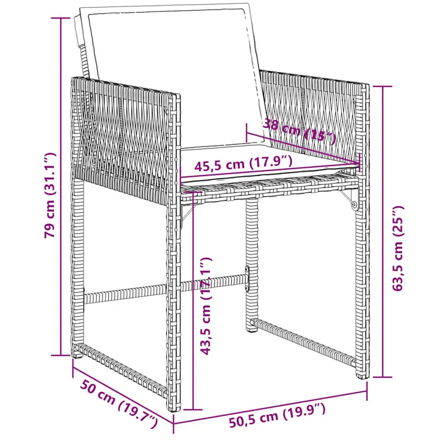 Ensemble à manger de jardin et coussins 11 pcs marron rotin - 6
